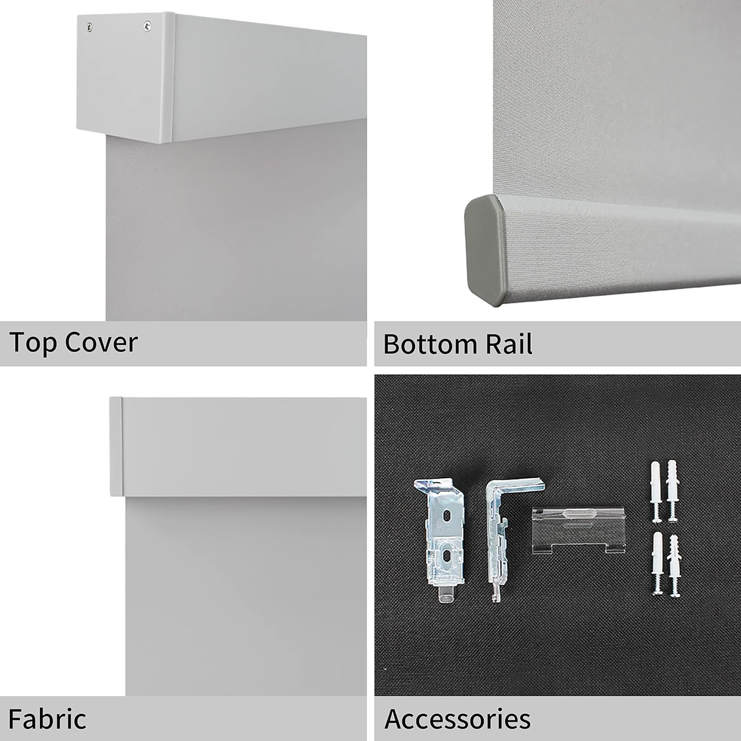 CALYX INTERIORS Blackout Roller Shade with Valance, Thermal Insulating Blind, Light Gray