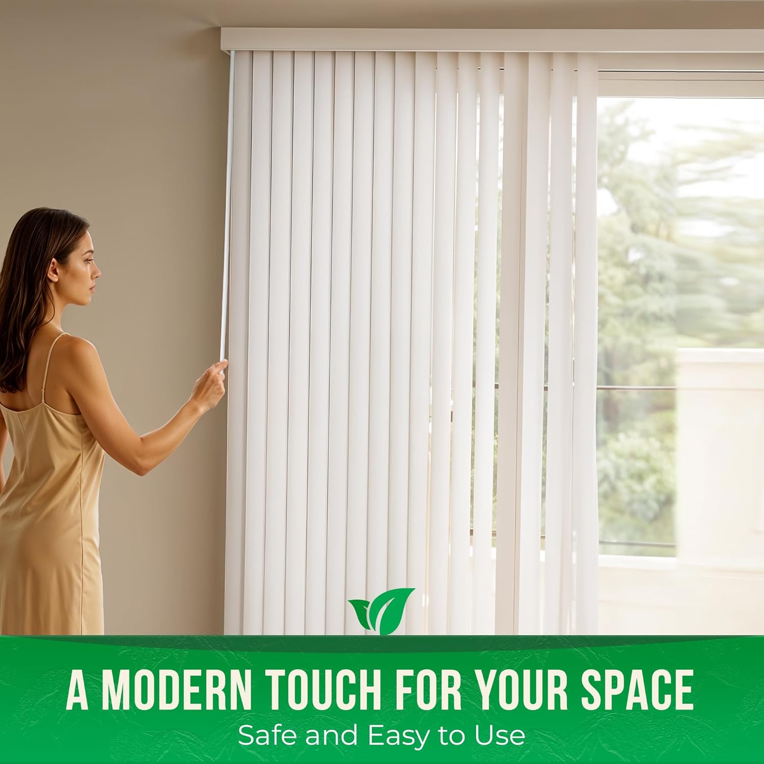 Calyx Interiors Vertical Blinds – 78" Width x 84" Height, White Light-Filtering