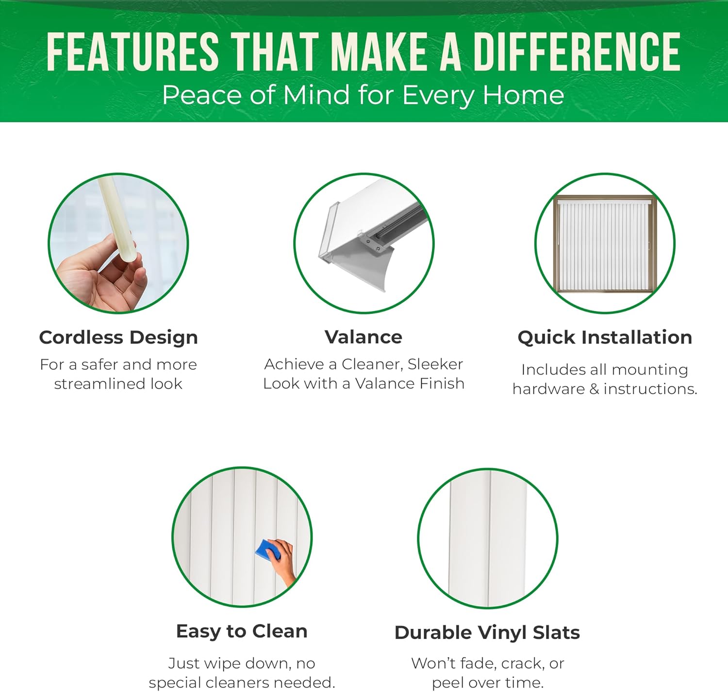 Calyx Interiors Vertical Blinds – 78" Width x 84" Height, White Light-Filtering