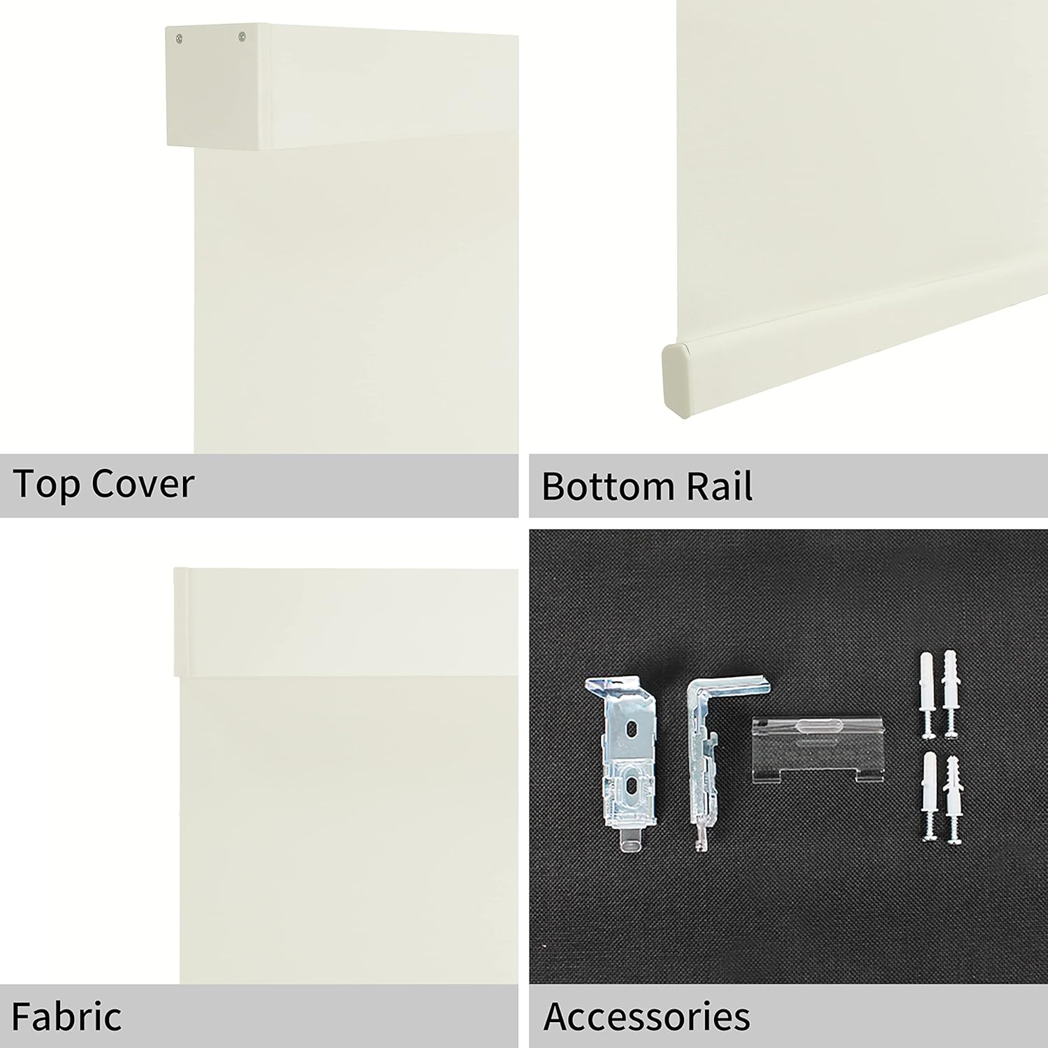 CALYX INTERIORS Blackout Roller Shade with Valance, Thermal Insulating Blind, Cream
