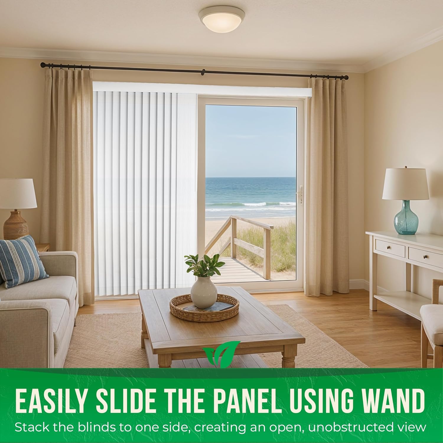 Calyx Interiors Vertical Blinds – 78" Width x 84" Height, White Light-Filtering