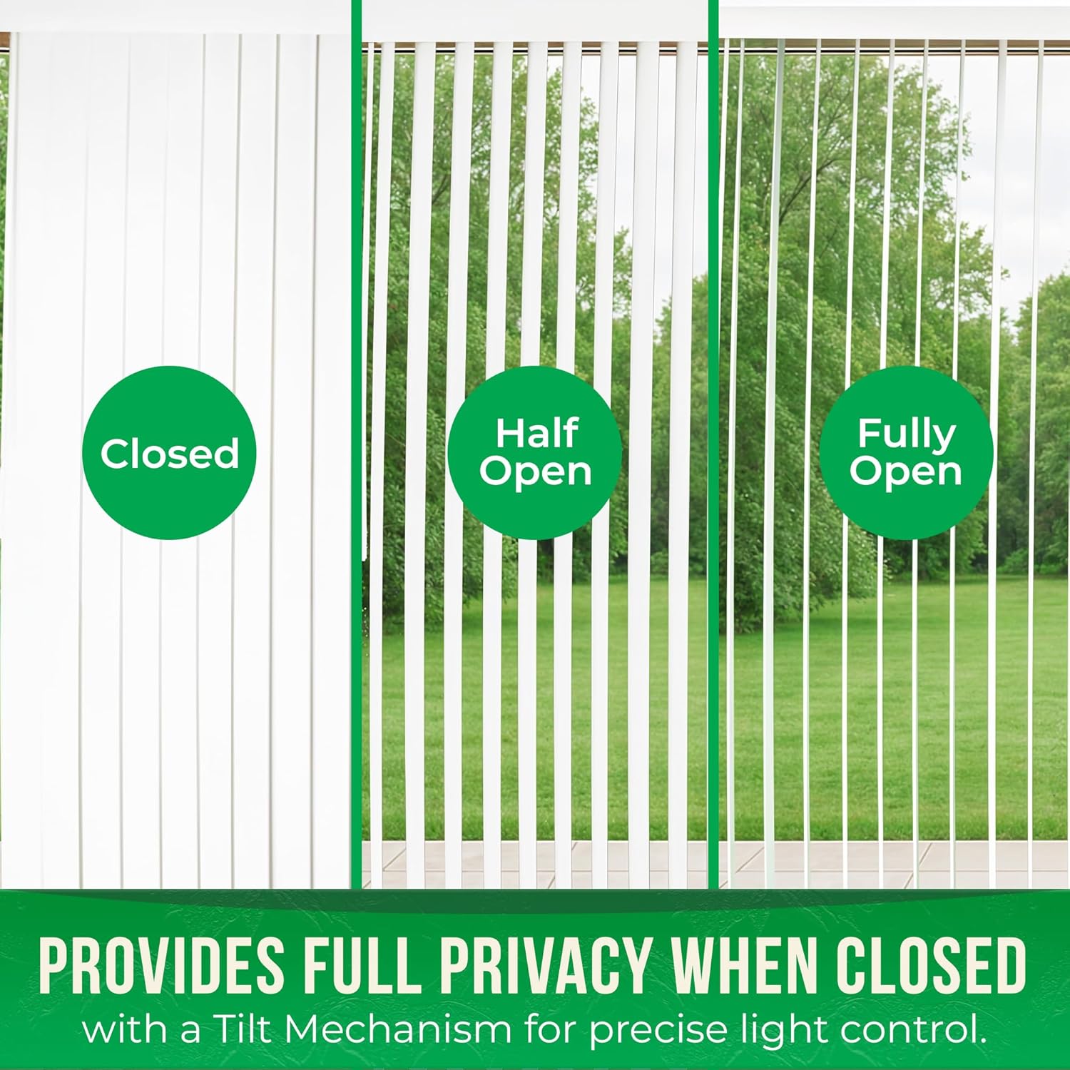 Calyx Interiors Vertical Blinds – 78" Width x 84" Height, White Light-Filtering