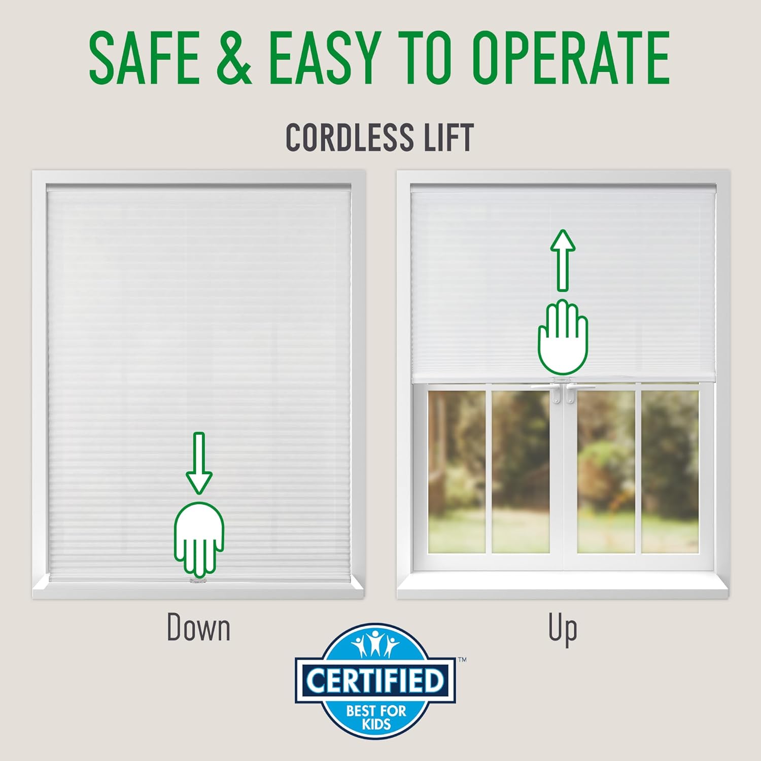 CALYX INTERIORS Cellular Honeycomb Shade, Light Filtering, Cordless, 3/8" Single Cell, White