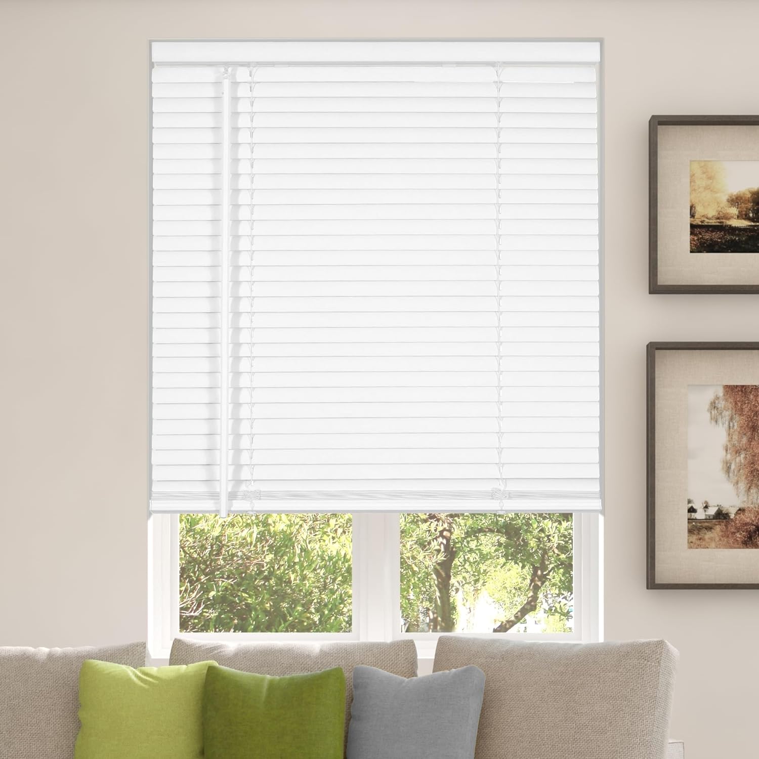 CALYX INTERIORS Room Darkening Vinyl Mini Blinds, White