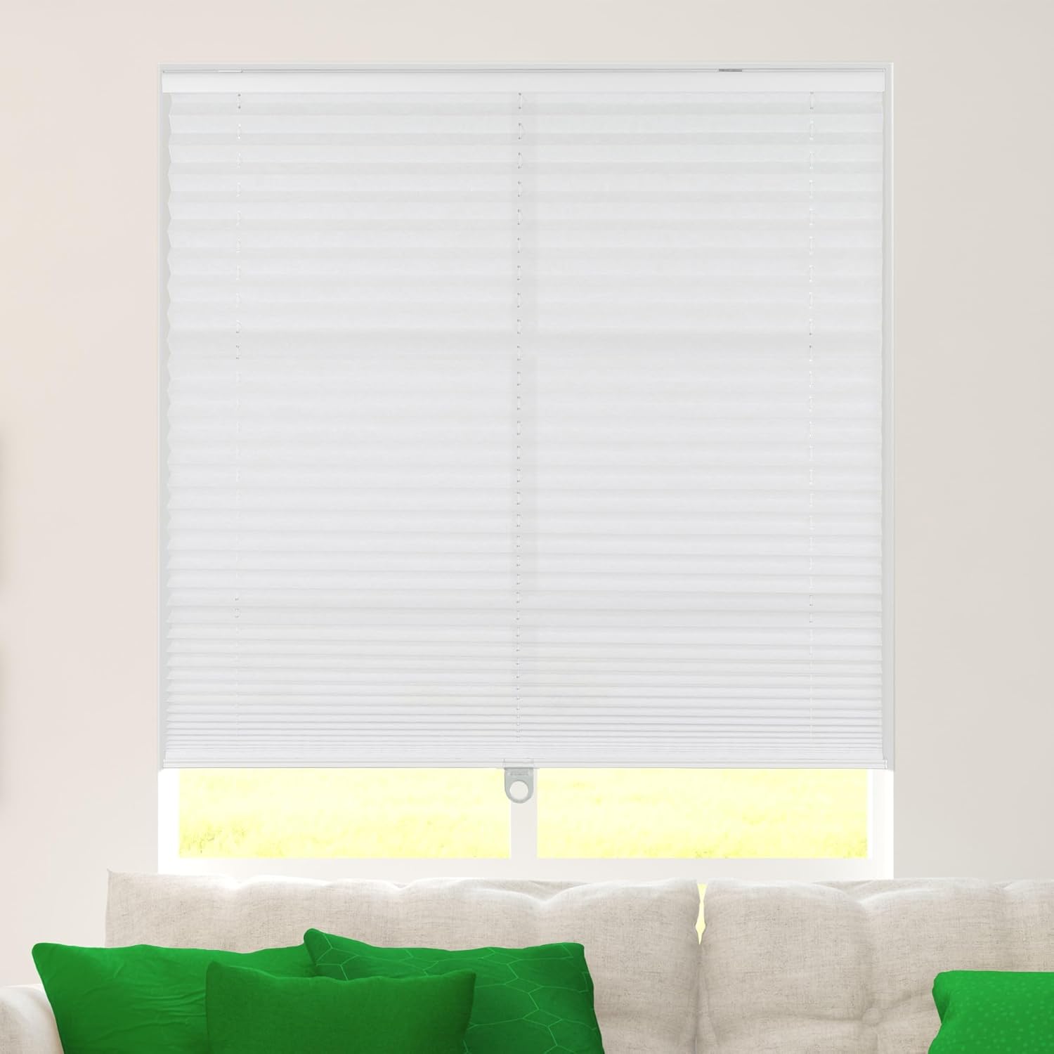 CALYX INTERIORS Pleated Fabric Window Shade, Light Filtering, White