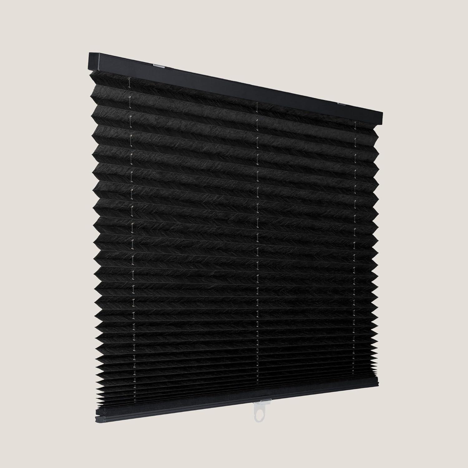 CALYX INTERIORS Pleated Fabric Window Shade, Light Filtering, Black