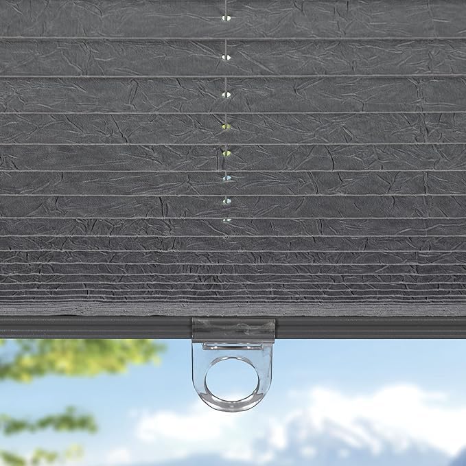 CALYX INTERIORS Pleated Fabric Window Shade, Light Filtering, Gray