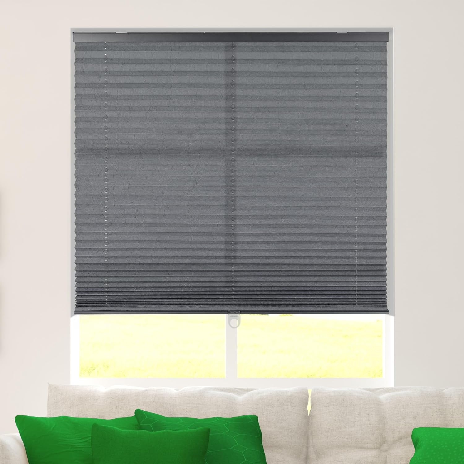 CALYX INTERIORS Pleated Fabric Window Shade, Light Filtering, Gray