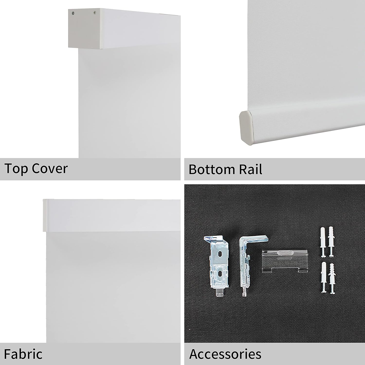 CALYX INTERIORS Blackout Roller Shade with Valance, Thermal Insulating Blind, Simple White