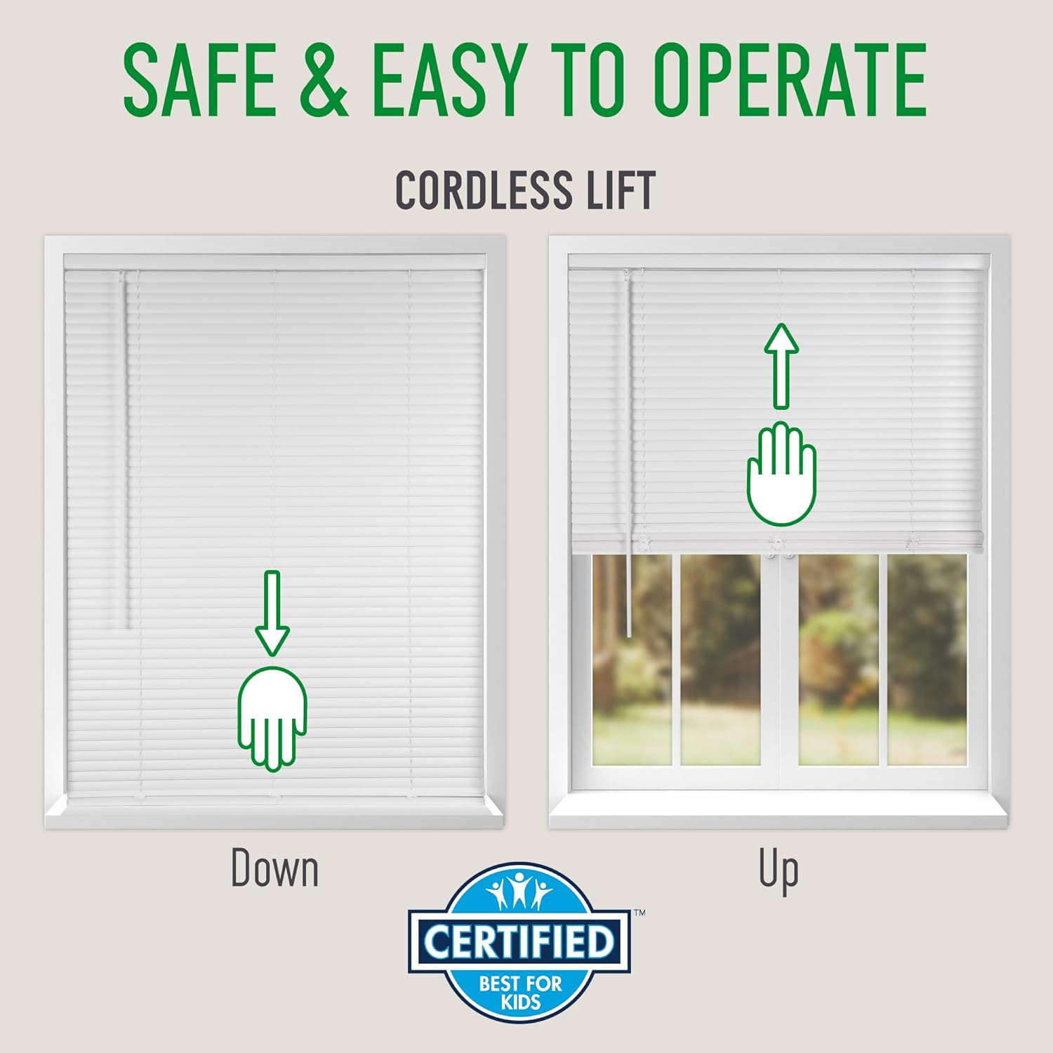 Calyx Interiors Cordless White 1” Light Filtering Mini Blinds