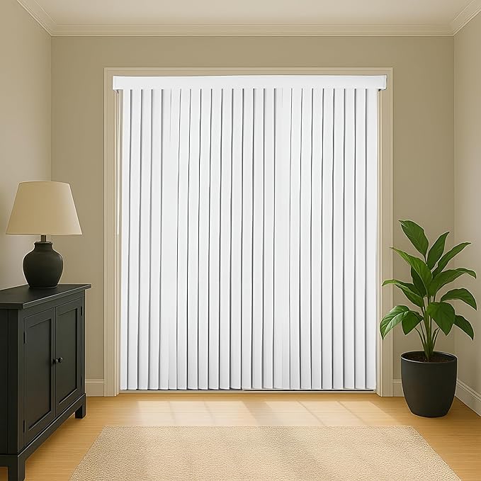 Calyx Interiors Vertical Blinds – 78" Width x 84" Height, White Light-Filtering